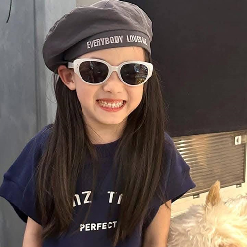 แว่นตาแฟชั่นเด็ก สีขาว ป้องกันแดด