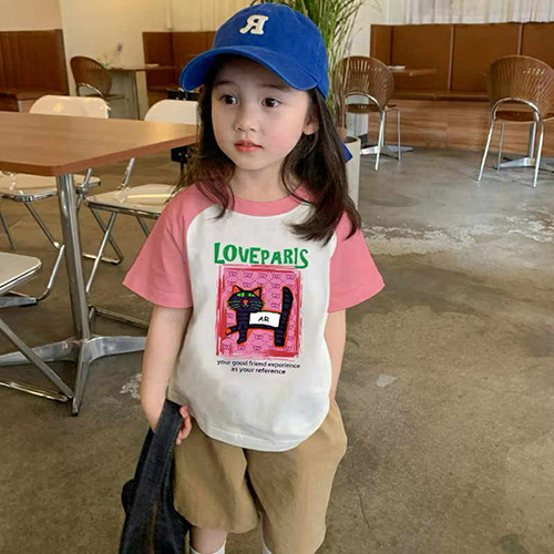 เสื้อยืดทูโทน สกรีนลายการ์ตูนน่ารัก