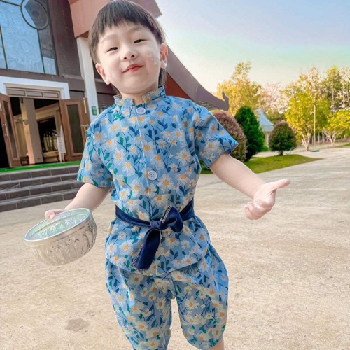 ชุดลายดอกสงกรานต์ งานบุญ